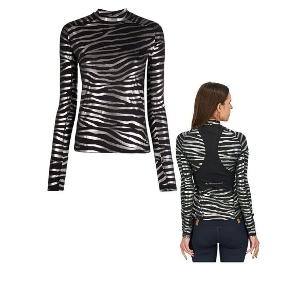 Adidas By Stella McCartney Long Sleeved Metallic Animal Stripe Athletic Workout